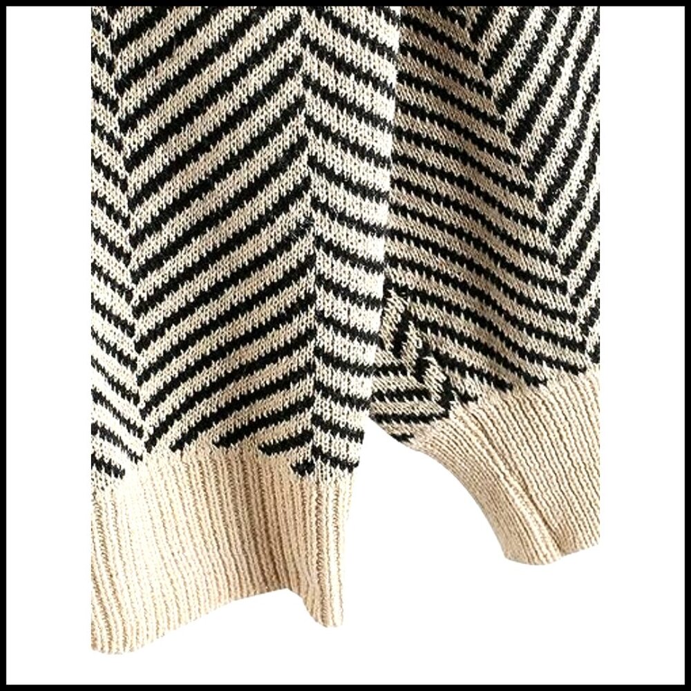 Oversized Striped Cardigan, Button Front, Nylon Polyester Viscose, One Size - Picture 5 of 7
